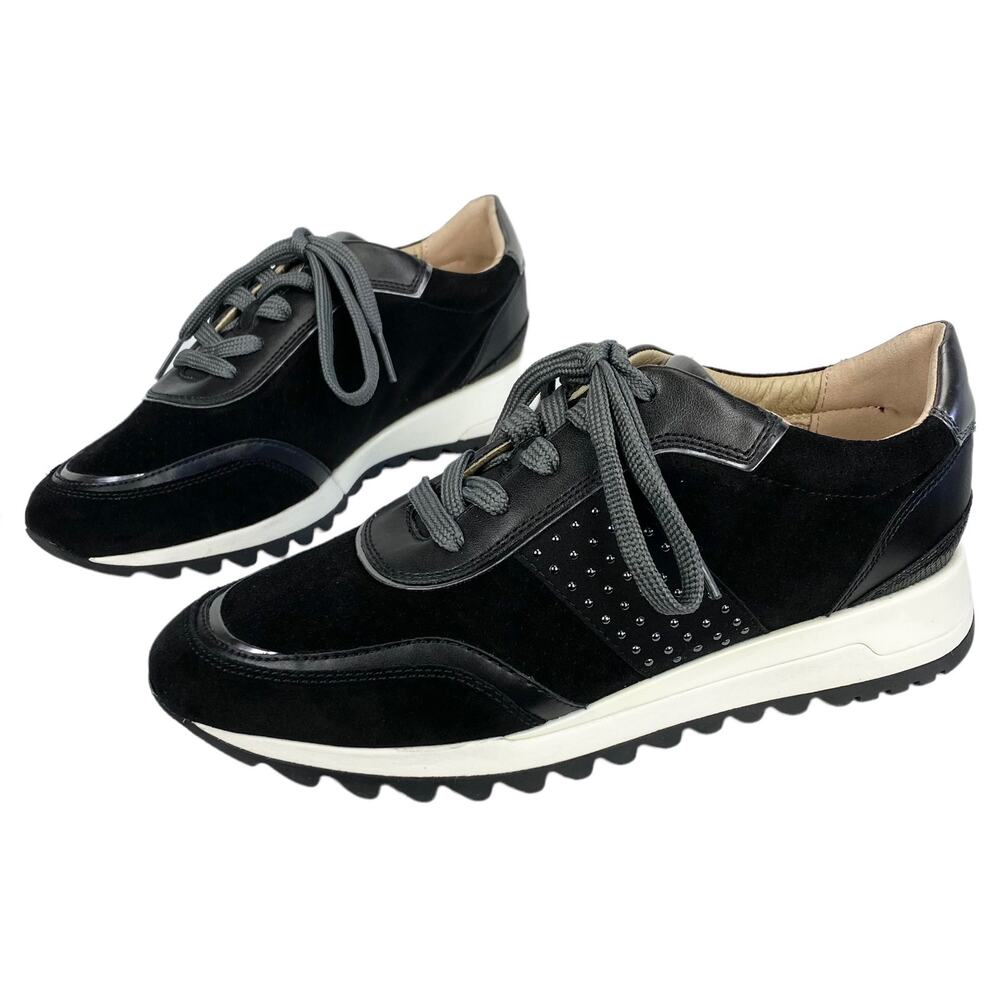 NWOB Geox D Tabelya Women's Sneakers in Black and Gun Metal Grey, Size 8 - Picture 5 of 13